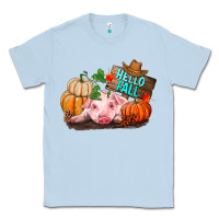 Dusty Blue Hello fall pig Classic Tee - RanaPortraitStore