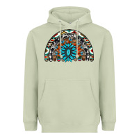 Matcha western turquoise aztec cowhide serape  rainbows Heavyweight Hoodie - AdoDesignShop