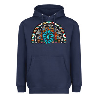 Navy western turquoise aztec cowhide serape  rainbows Heavyweight Hoodie - AdoDesignShop