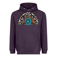 Plum western turquoise aztec cowhide serape  rainbows Heavyweight Hoodie - AdoDesignShop