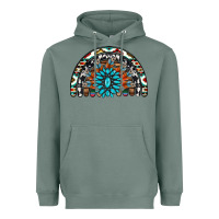 Sage western turquoise aztec cowhide serape  rainbows Heavyweight Hoodie - AdoDesignShop