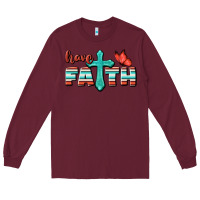 Burgundy Have Faith Long Sleeve Tee - BundleAndBundleShop