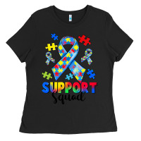 Black support squad autism Ladies Tee - CowGirlArtShop