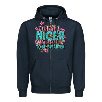 Navy i'll try to be nicer if you'll try ti be smarter Zipper Hoodie - AdoDesignShop