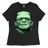 Black frankenstein monster classic horror flick t shirt Ladies Tee - linhVisuals