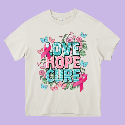 Love Hope Cure Cancer Awareness Heavy Core Tee Designed By Howdyjamesfarm