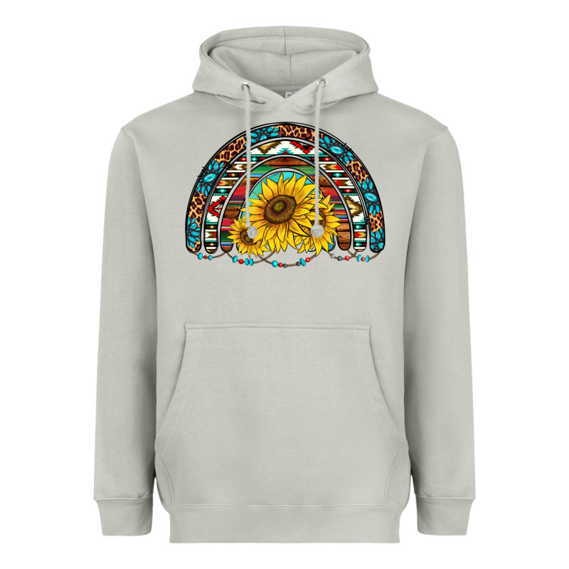 Western Sunflowers Aztec Leopard Serape  Rainbows Heavyweight Hoodie by AdoDesignShop | Teevron