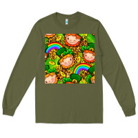 Army Green St. Patrick's dwarf seamless pattern digital paper Long Sleeve Tee - BundleAndBundleShop