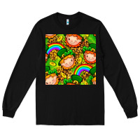 Black St. Patrick's dwarf seamless pattern digital paper Long Sleeve Tee - BundleAndBundleShop