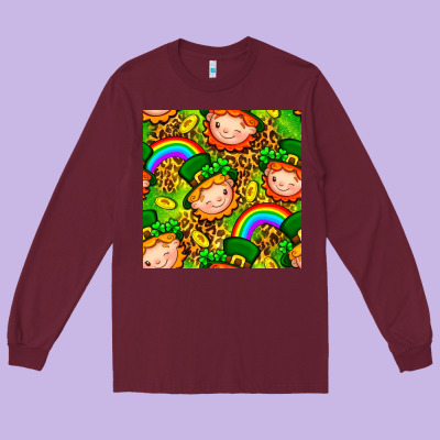 St. Patrick's Dwarf Seamless Pattern Digital Paper Long Sleeve Tee Designed By Bundleandbundleshop