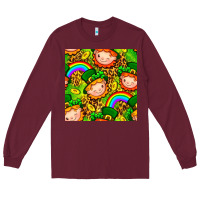 Burgundy St. Patrick's dwarf seamless pattern digital paper Long Sleeve Tee - BundleAndBundleShop