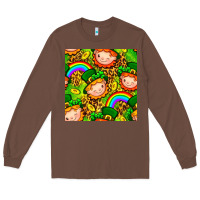 Chestnut St. Patrick's dwarf seamless pattern digital paper Long Sleeve Tee - BundleAndBundleShop