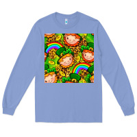 Colony Blue St. Patrick's dwarf seamless pattern digital paper Long Sleeve Tee - BundleAndBundleShop
