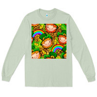 Matcha St. Patrick's dwarf seamless pattern digital paper Long Sleeve Tee - BundleAndBundleShop