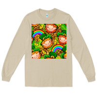 Mushroom St. Patrick's dwarf seamless pattern digital paper Long Sleeve Tee - BundleAndBundleShop