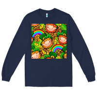 Navy St. Patrick's dwarf seamless pattern digital paper Long Sleeve Tee - BundleAndBundleShop