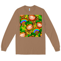 Toasted Coconut St. Patrick's dwarf seamless pattern digital paper Long Sleeve Tee - BundleAndBundleShop