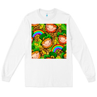 White St. Patrick's dwarf seamless pattern digital paper Long Sleeve Tee - BundleAndBundleShop