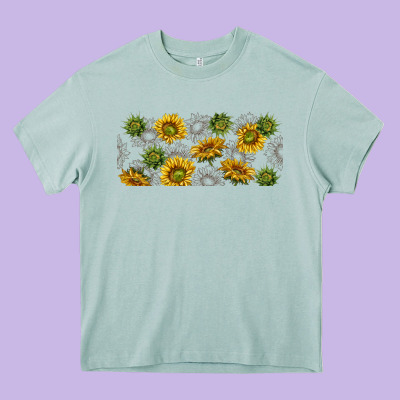 Summer With Sunflowers Heavy Core Tee Designed By Tumblerdesignbyshophia