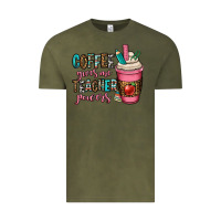Vintage Olive coffee gives me teacher powers Vintage Tee - OliviaCreatesArt