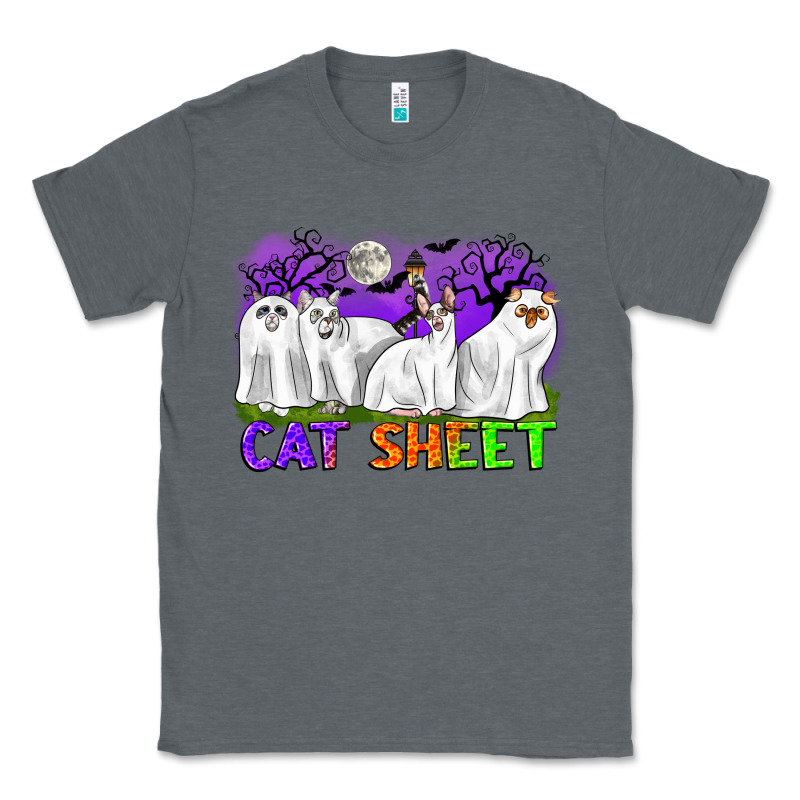 Cat Sheet Ghost Cats Halloween Classic Tee by CowGirlArtShop | Teevron