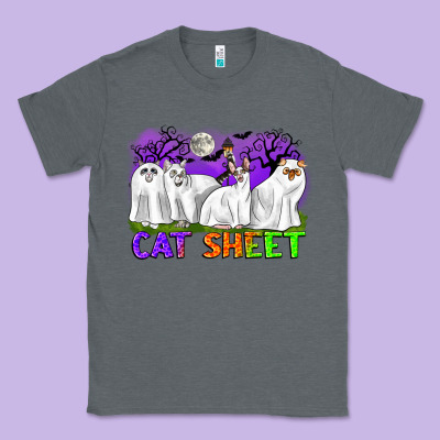Cat Sheet Ghost Cats Halloween Classic Tee Designed By Cowgirlartshop