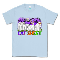 Dusty Blue cat sheet ghost cats halloween Classic Tee - CowGirlArtShop