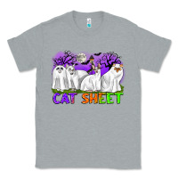 Heather Grey cat sheet ghost cats halloween Classic Tee - CowGirlArtShop