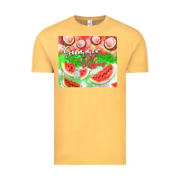 Vintage Mustard Watermelon and coconut summer 20oz skinny tumbler Vintage Tee - FaDigitalArtStudio