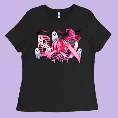 Boo Pink Pumpkin Witch Breast Cancer Ladies Tee Designed By Cowgirlartshop