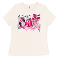 Bone boo pink pumpkin witch breast cancer Ladies Tee - CowGirlArtShop