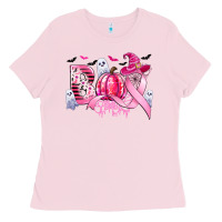 Bubblegum Pink boo pink pumpkin witch breast cancer Ladies Tee - CowGirlArtShop