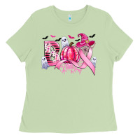 Matcha boo pink pumpkin witch breast cancer Ladies Tee - CowGirlArtShop
