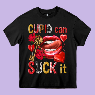 Cupid Can Suck It Valentine's Day Heavy Core Tee Designed By Howdyjamesfarm
