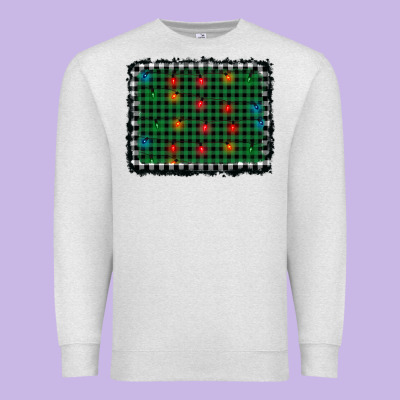 Christmas Buffalo Plaid And Lights Background Premium Sweatshirt Designed By Adodesignshop