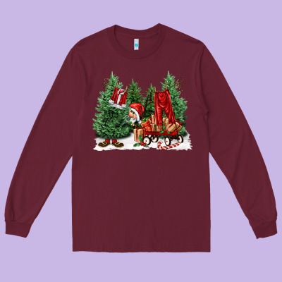 Christmas Santa Long Sleeve Tee Designed By Fadigitalartstudio