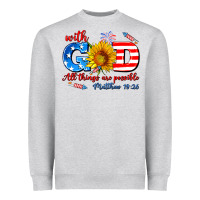 Heather Grey with god all things are possible usa Heavyweight Sweatshirt - AdoDesignShop