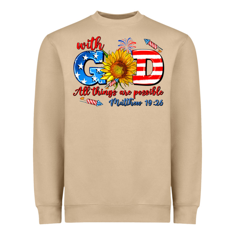 With God All Things Are Possible Usa Heavyweight Sweatshirt by AdoDesignShop | Teevron