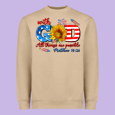 With God All Things Are Possible Usa Heavyweight Sweatshirt Designed By Adodesignshop