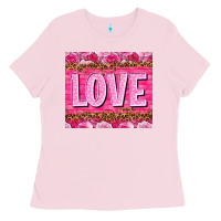 Bubblegum Pink Love Valentine's day tumbler Ladies Tee - HowdyJamesFarm