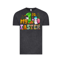 Vintage Black Easter Day My first Easter with eggs and rabbits Vintage Tee - OliviaCreatesArt