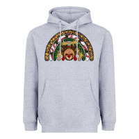 Heather Grey reindeer rainbow christmas Heavyweight Hoodie - AdoDesignShop