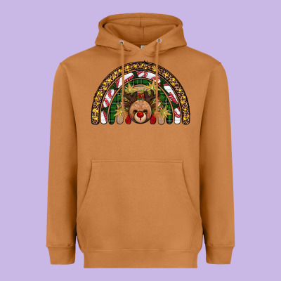 Reindeer Rainbow Christmas Heavyweight Hoodie Designed By Adodesignshop