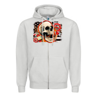 Dove Grey firefighter skull Zipper Hoodie - AdoDesignShop