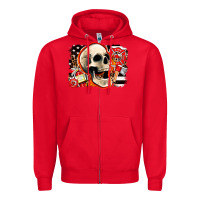 Red firefighter skull Zipper Hoodie - AdoDesignShop