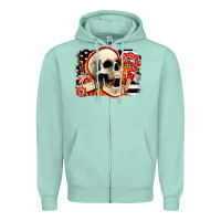 Seafoam firefighter skull Zipper Hoodie - AdoDesignShop