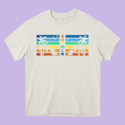 Retro Summer Heavy Core Tee Designed By Tumblerdesignbyshophia