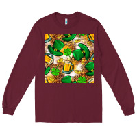 Burgundy St. Patricks day hat digital paper Long Sleeve Tee - BundleAndBundleShop