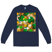 Navy St. Patricks day hat digital paper Long Sleeve Tee - BundleAndBundleShop
