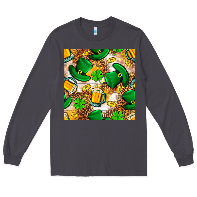 St. Patricks Day Hat Digital Paper Long Sleeve Tee by BundleAndBundleShop | Teevron